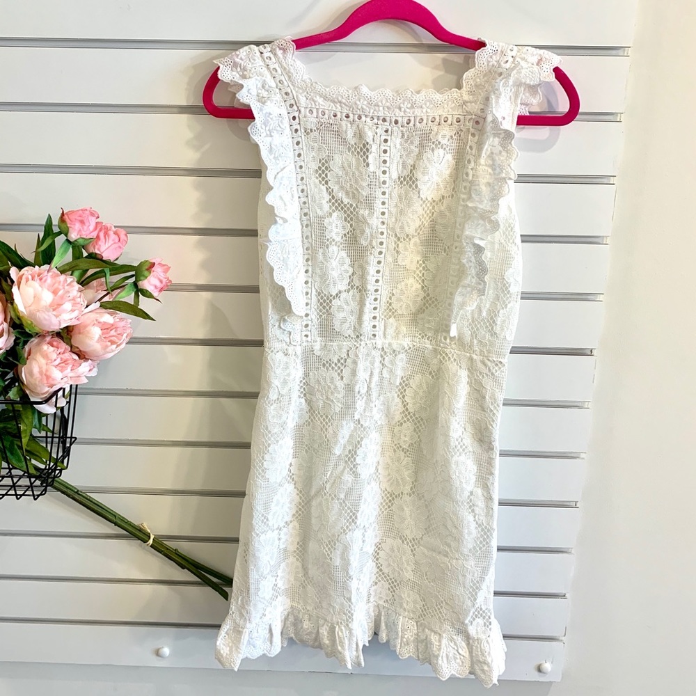 White eyelet lace mini dress - Picture 1 of 13